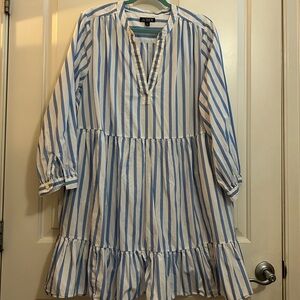 J. Crew Blue and White Striped Mini Dress